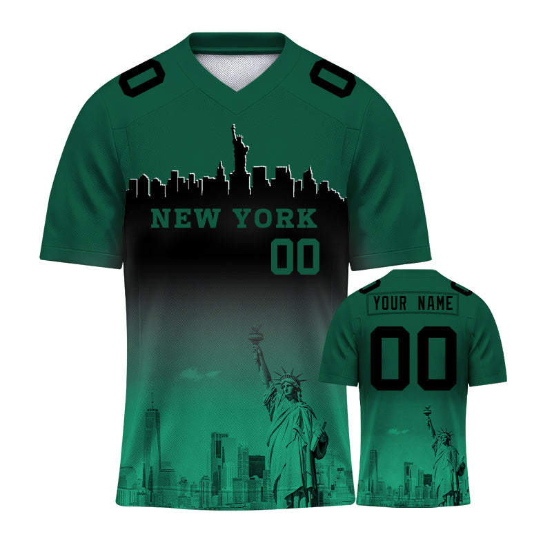 Custom Embroidered New York City Skyline Football Jersey, Personalized Football Sports T-Shirts For Men Women Youth Boy