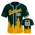 Custom Embroidered Oakland City Skyline Baseball Jersey, Hip-Hop Inkjet Design, Personalized Your Name & Number