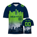 Custom Embroidered Seattle City Skyline Football Jersey, Personalized Football Sports T-Shirts For Men Women Youth Boy