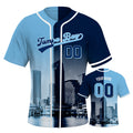 Custom Embroidered Tampa Bay City Skyline Baseball Jersey, Hip-Hop Two-tone Design, Personalized Your Name & Number