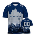 Custom Embroidered Tampa Bay City Skyline Football Jersey, Personalized Football Sports T-Shirts For Men Women Youth Boy