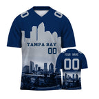 Custom Embroidered Tampa Bay City Skyline Football Jersey, Personalized Football Sports T-Shirts For Men Women Youth Boy