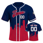 Custom Embroidered Texas City Skyline Baseball Jersey, Hip-Hop Inkjet Design, Personalized Your Name & Number