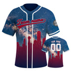 Custom Embroidered Texas City Skyline Baseball Jersey, Hip-Hop Galaxy Design, Personalized Your Name & Number