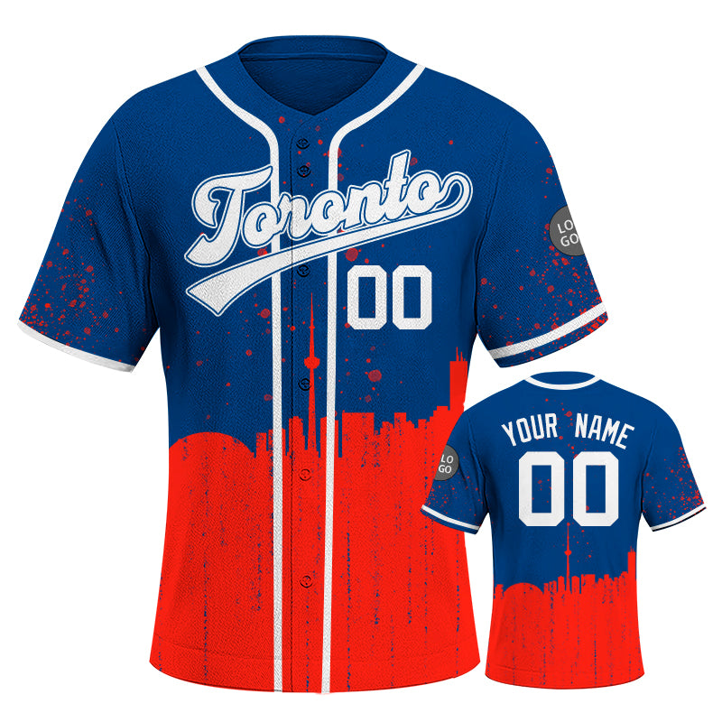 Custom Embroidered Toronto City Skyline Baseball Jersey, Hip-Hop Inkjet Design, Personalized Your Name & Number