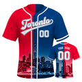 Custom Embroidered Toronto City Skyline Baseball Jersey, Hip-Hop Two-tone Design, Personalized Your Name & Number