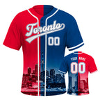 Custom Embroidered Toronto City Skyline Baseball Jersey, Hip-Hop Two-tone Design, Personalized Your Name & Number