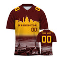 Custom Embroidered Washington City Skyline Football Jersey, Personalized Football Sports T-Shirts For Men Women Youth Boy