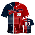 Custom Embroidered Washington City Skyline Baseball Jersey, Hip-Hop Two-tone Design, Personalized Your Name & Number