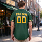 Custom Embroidered Green Yellow White Baseball Jersey, Personalized Baseball Sports Uniform For  Men Women Youth Boy