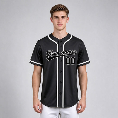 Custom Embroidered Black Baseball Jersey, Personalized Baseball Sports Uniform For  Men Women Youth Boy