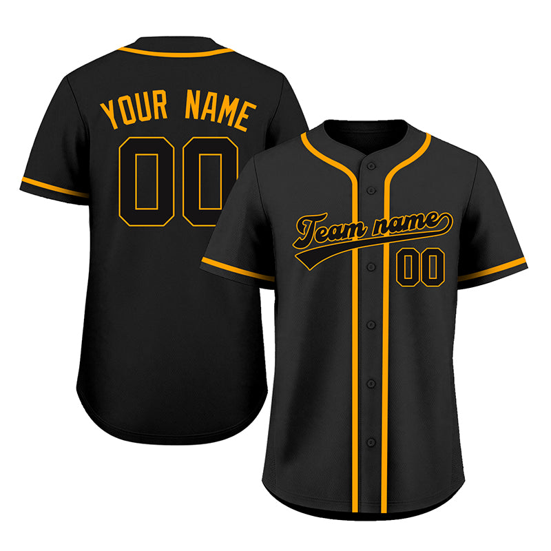 Custom Embroidered Black Gold Baseball Jersey, Personalized Baseball Sports Uniform For  Men Women Youth Boy