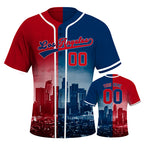 Custom Embroidered Los Angeles City Skyline Baseball Jersey, Hip-Hop Two-tone Design, Personalized Your Name & Number