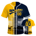 Custom Embroidered Milwaukee City Skyline Baseball Jersey, Hip-Hop Two-tone Design, Personalized Your Name & Number