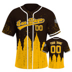 Custom Embroidered San Diego City Skyline Baseball Jersey, Hip-Hop Inkjet Design, Personalized Your Name & Number
