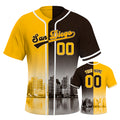 Custom Embroidered San Diego City Skyline Baseball Jersey, Hip-Hop Two-tone Design, Personalized Your Name & Number