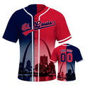 Custom Embroidered St. Louis City Skyline Baseball Jersey, Hip-Hop Two-tone Design, Personalized Your Name & Number
