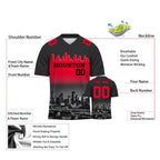 Custom Embroidered Houston City Skyline Football Jersey, Personalized Football Sports T-Shirts For Men Women Youth Boy