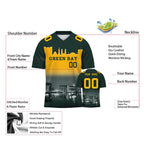 Custom Embroidered Green Bay City Skyline Football Jersey, Personalized Football Sports T-Shirts For Men Women Youth Boy