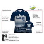 Custom Embroidered Dallas City Skyline Football Jersey, Personalized Football Sports T-Shirts For Men Women Youth Boy