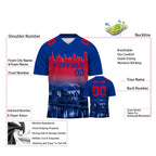Custom Embroidered Buffalo City Skyline Football Jersey, Personalized Football Sports T-Shirts For Men Women Youth Boy
