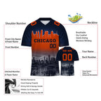 Custom Embroidered Chicago City Skyline Football  Jersey, Personalized Football Sports T-Shirts For Men Women Youth Boy