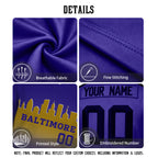 Custom Embroidered Baltimore City Skyline Football Jersey, Personalized Football Sports T-Shirts For Men Women Youth Boy