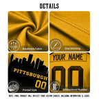 Custom Embroidered Pittsburgh City Skyline Football Jersey, Personalized Football Sports T-Shirts For Men Women Youth Boy