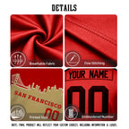 Custom Embroidered San Francisco City Skyline Football Jersey, Personalized Football Sports T-Shirts For Men Women Youth Boy