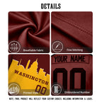 Custom Embroidered Washington City Skyline Football Jersey, Personalized Football Sports T-Shirts For Men Women Youth Boy