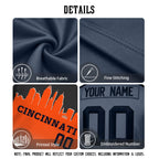 Custom Embroidered Cincinnati City Skyline Football Jersey, Personalized Football Sports T-Shirts For Men Women Youth Boy