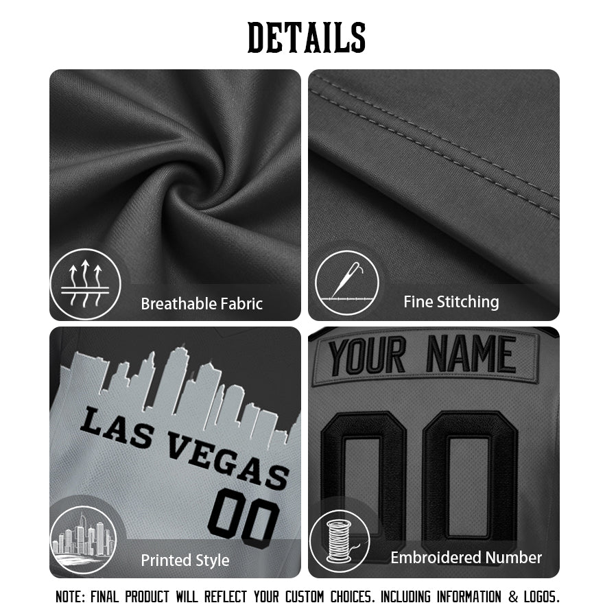 Custom Embroidered Las Vegas City Skyline Football Jersey, Personalized Football Sports T-Shirts For Men Women Youth Boy