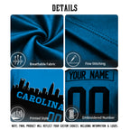 Custom Embroidered Carolina City Skyline Football Jersey, Personalized Football Sports T-Shirts For Men Women Youth Boy