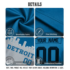 Custom Embroidered Detroit City Skyline Football Jersey, Personalized Football Sports T-Shirts For Men Women Youth Boy