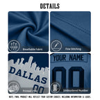 Custom Embroidered Dallas City Skyline Football Jersey, Personalized Football Sports T-Shirts For Men Women Youth Boy