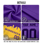 Custom Embroidered Minnesota City Skyline Football Jersey, Personalized Football Sports T-Shirts For Men Women Youth Boy