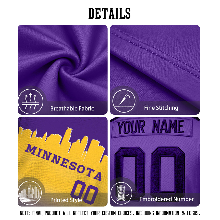 Custom Embroidered Minnesota City Skyline Football Jersey, Personalized Football Sports T-Shirts For Men Women Youth Boy